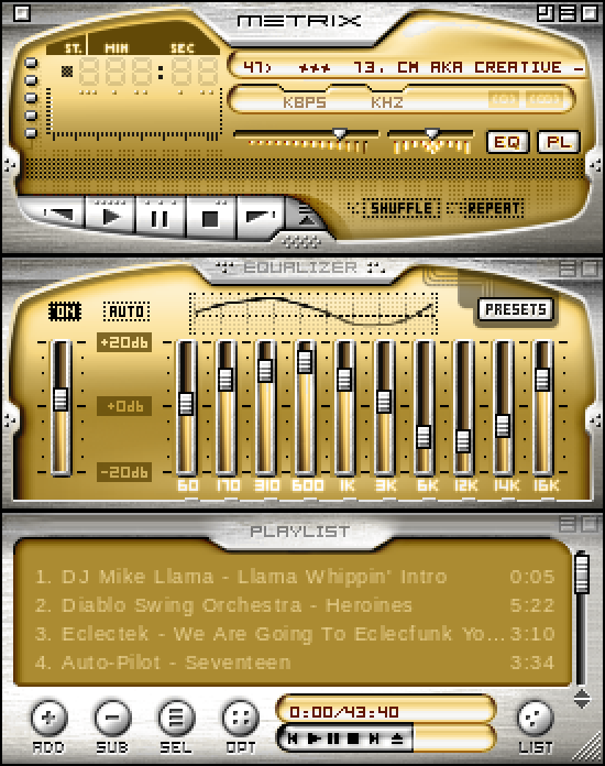 metrix metal dream gold v5 original Winamp skin